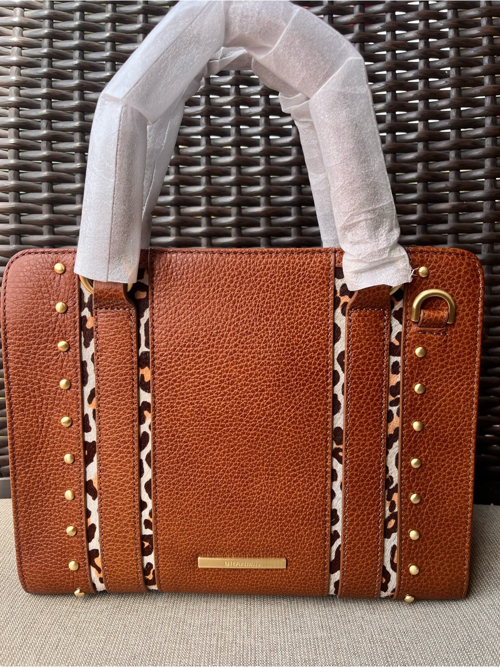 NWT Brahmin CAMI in TOBACCO CHERRY WOOD Satchel